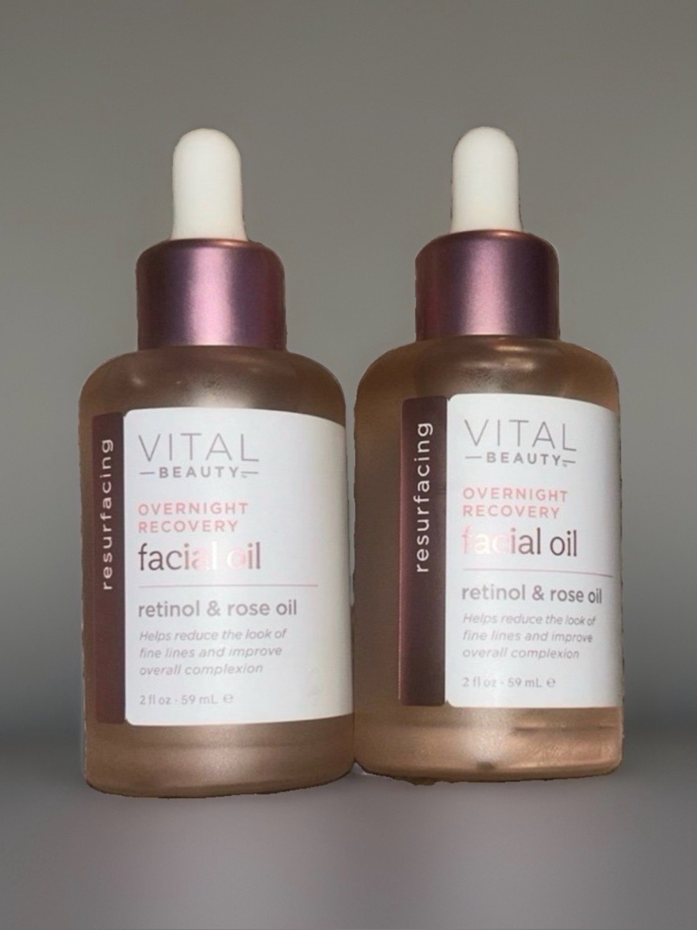 Vital Beauty Overnight Recovery Facial Oil Rejuvenating Retinol Rose - Set of 2